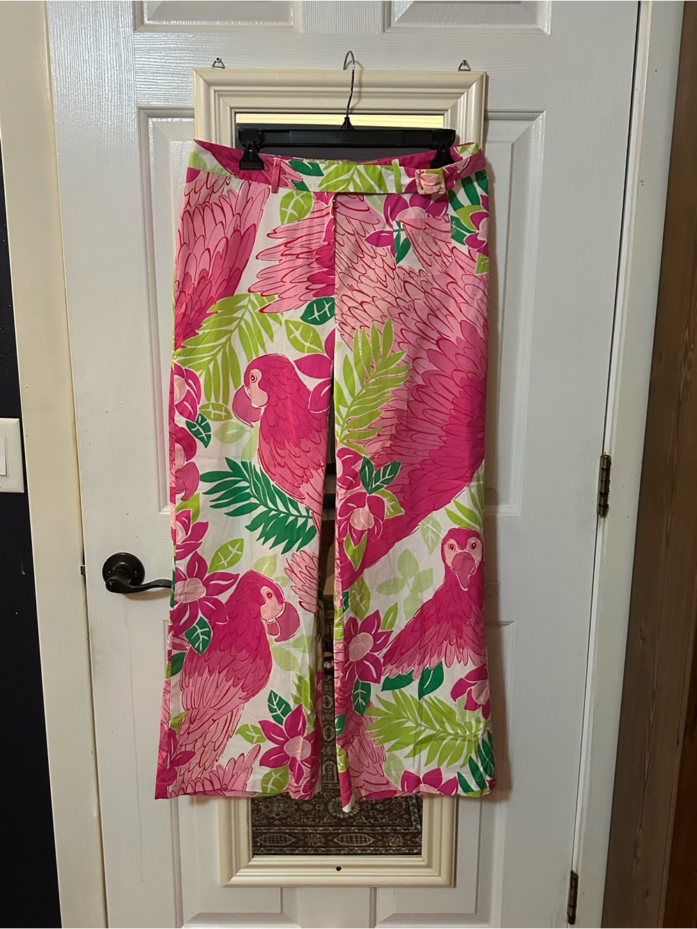 Lilly Pulitzer Pink Tropical Parrot Wide-Leg Pants